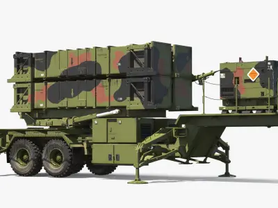  Patriot Launcher Transport Module with Support Box Camo Rigged 