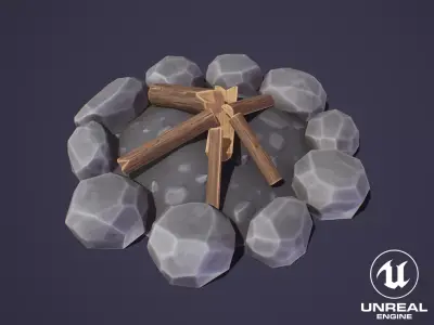 Stylized Campfire Low-poly 3D model