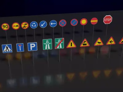 Swedish Road Signs Low-poly 3D model