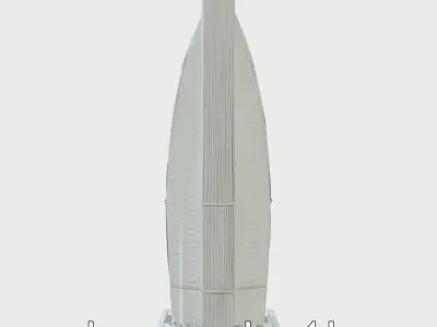 Futuristic Skyscraper Architectural Structure Low-poly 3D model
