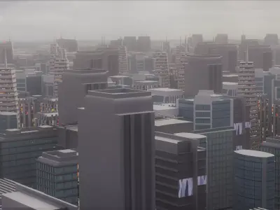 low poly buildings skyscrapers Low-poly 3D model