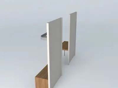 Furniture bathroom with two doors and wooden bench Free 3D model