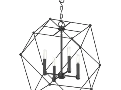 Spatial Collection Four-Light Matte Black Global Pendant Light   3D model