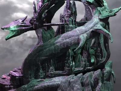 Snake Mountain Curved Dark City version  3D model