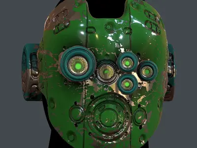 Gas mask helmet 3d model scifi Low-poly Low-poly 3D model