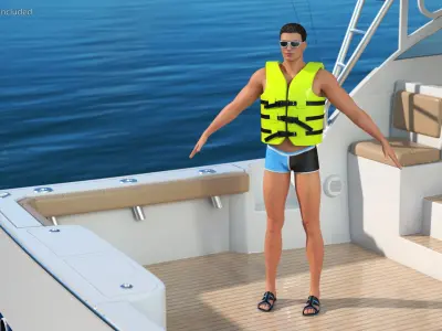  Male in Swimwear and Life Vest 