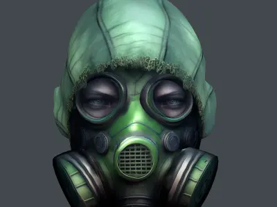 Gas mask helmet scifi Low-poly character art game space Low-poly 3D model get