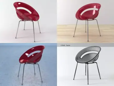 Tina four different chairs 3D model