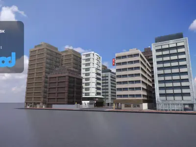 TW Street with Police Station 01 3D model