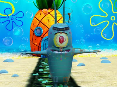 Plankton from Spongebob Squarepants - Rigged PBR Low-poly 3D model