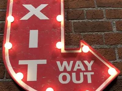 Highly detailed model of vintage lighted exit sign 3D model