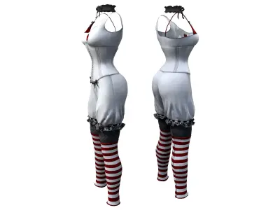 Heart Bloomers and Leggings Outfit Low-poly 3D model