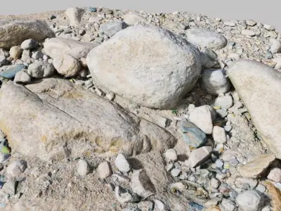 River Stone Pebbles Sand Rocks Scan PBR Low-poly 3D model