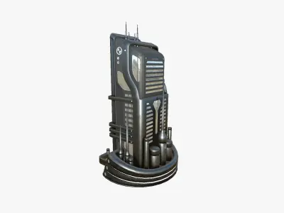 SciFi Building A09 Dark Metal - Sci Fi Exterior Design Low-poly 3D model