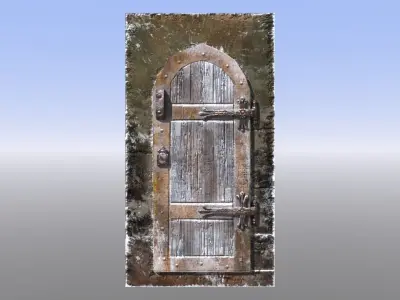Medieval Dungeon Door Five Pack Low-poly 3D model