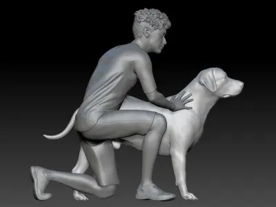 KID PLAY WITH DOG 1 3D print model