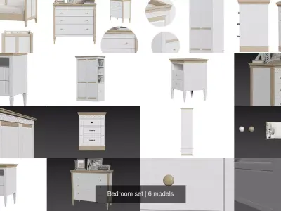 Bedroom set bookcase with two doors 3D Model Pack