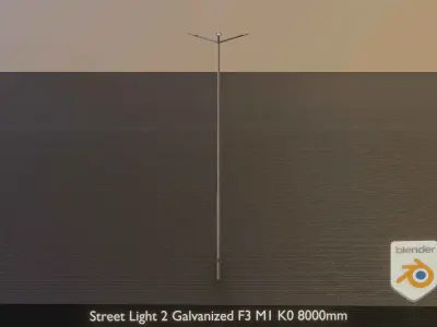 Street Light 2 Galvanized F3 M1 K0 8000mm Low-poly 3D model