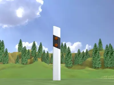 Delineator posts with yellow-orange reflectors L Low-poly 3D model