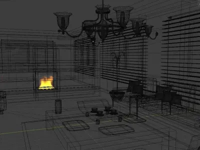 Room interior Low-poly 3D model buy
