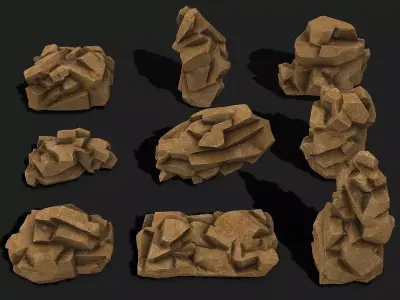 Mountain desert Rocks - PBR Pack 05 Low-poly 3D model