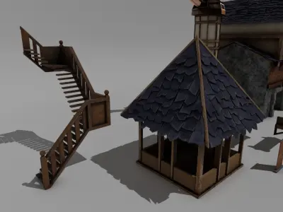 Medieval Tower Abitation Asset Pack Low-poly 3D model