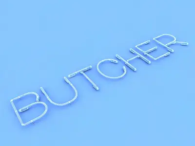 Butcher Neon Sign Low-poly 3D model