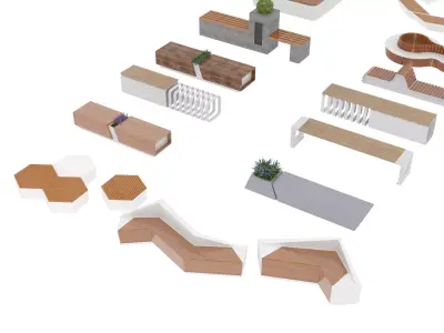 Park Bench Package 3D model