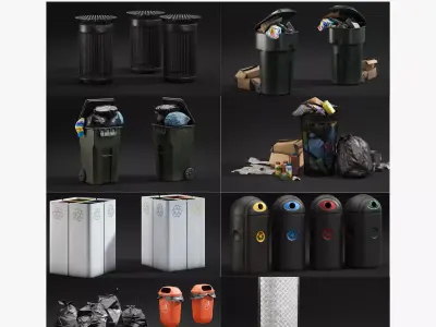 Garbage Set Low-poly 3D model
