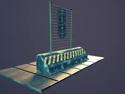Metal - Concrete Barrier Low-poly 3D model