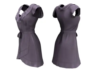 Asymmetrical Dress Low-poly 3D model