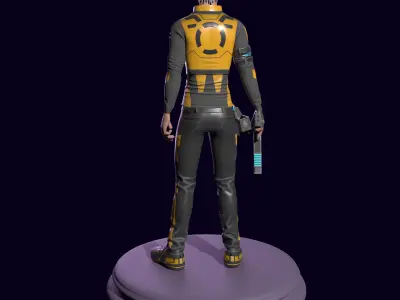 Sci-fi stylized character with plasma pistol Low-poly 3D model