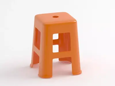 Orange Hard Plastic Stool 3D model
