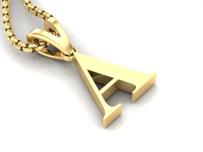 Alphabet English Version 4 Light Font Gold Pendant Album 3D print model