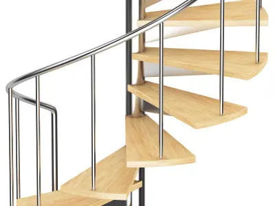 Wooden Spiral Stairs 2 3D model