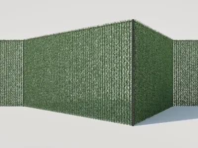 Procedural Chain Link Fence With Faux Hedge Slats 3D model