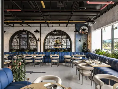 Restaurant and bar interior scene 3d model 3D model