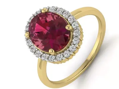 Light Weight Yellow Gold Diamond Ring  -PR-014 DIA 3D print model