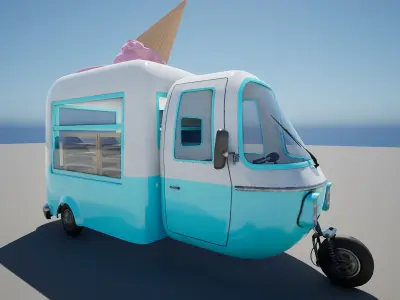 Ice Cream Van Low-poly 3D model