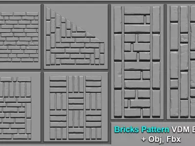 Bricks Pattern VDM Brushes with Obj and Fbx 3D model