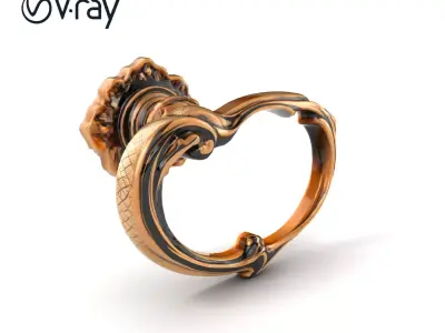 Art Nouveau Door Handle Sculpture model pack Low-poly 3D model