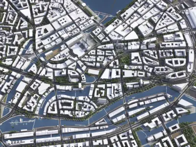 Hamburg - 3D City Model Low-poly 3D model