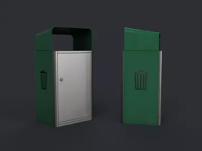 Street Trash Can 17 PBR Game Ready Low-poly 3D model
