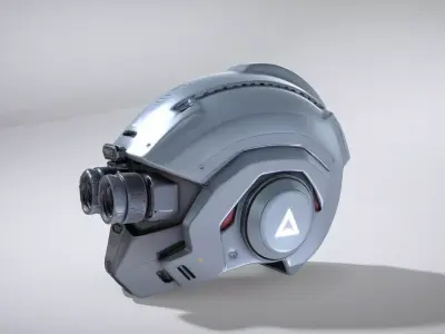 Futuristic Cyber Helmet Matte Graphite Low-poly 3D model