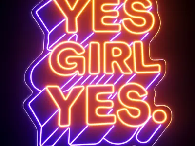 Yes Girl Yes Neon Sign 3D model