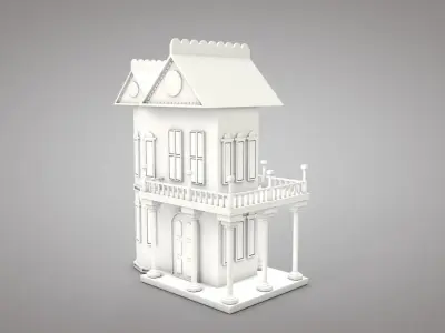 Mansion victorian house Low-poly 3D model