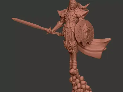Adalid statue of woman holding sword 3D print model