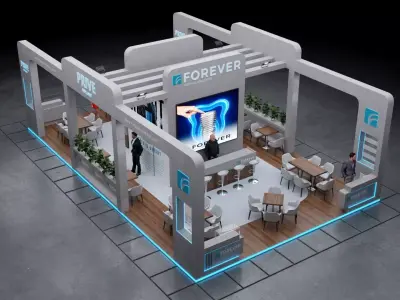 2-Modern Exhibition Booth 13x8m - 3ds Max - Corona Renderer Low-poly 3D model