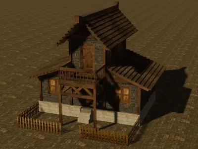 Medieval house ten Low-poly 3D model