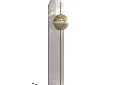 Modern Sculptural Lamp - Brass Sphere - glass Panel - Luxury 3D model